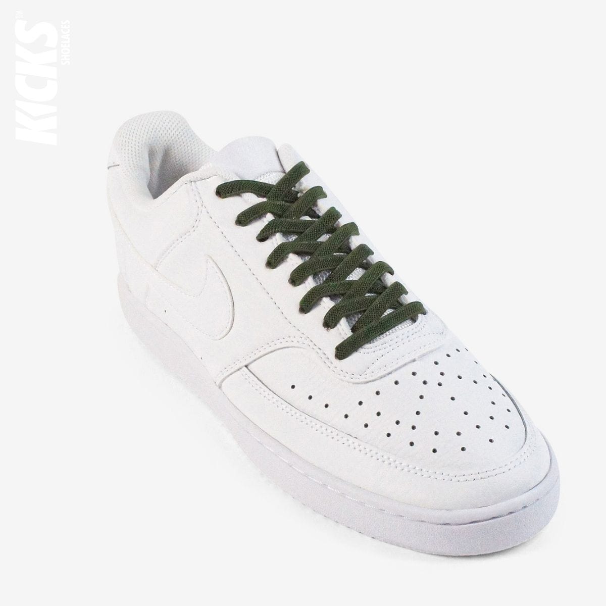 no-tie-shoelaces-with-army-green-laces-on-nike-white-sneakers-by-kicks-shoelaces