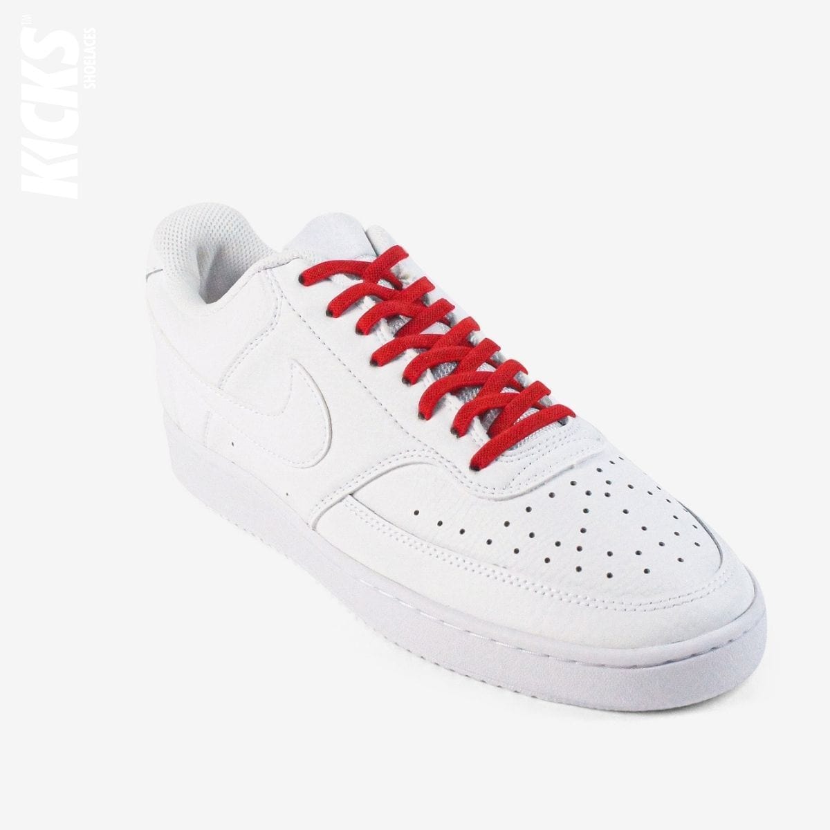 no-tie-shoelaces-with-red-laces-on-nike-white-sneakers-by-kicks-shoelaces