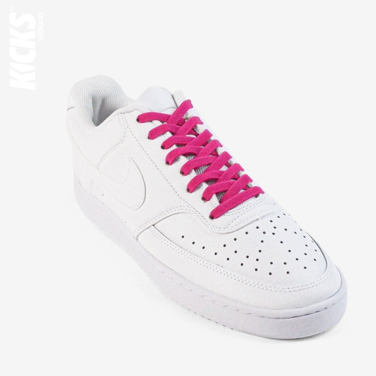 no-tie-shoelaces-with-rose-pink-laces-on-nike-white-sneakers-by-kicks-shoelaces