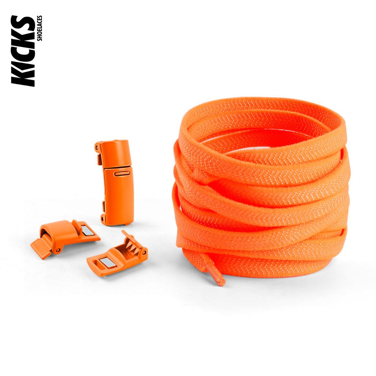 Orange No-Tie Shoelaces with Magnetic Locks