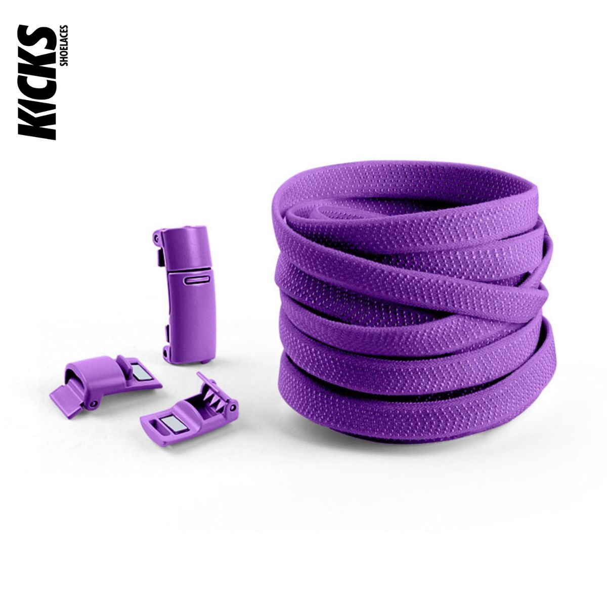 Purple No-Tie Shoelaces with Magnetic Locks