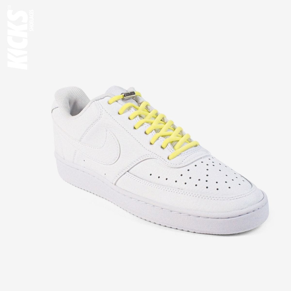 round-no-tie-shoelaces-with-fluorescent-yellow-laces-on-nike-white-sneakers-by-kicks-shoelaces