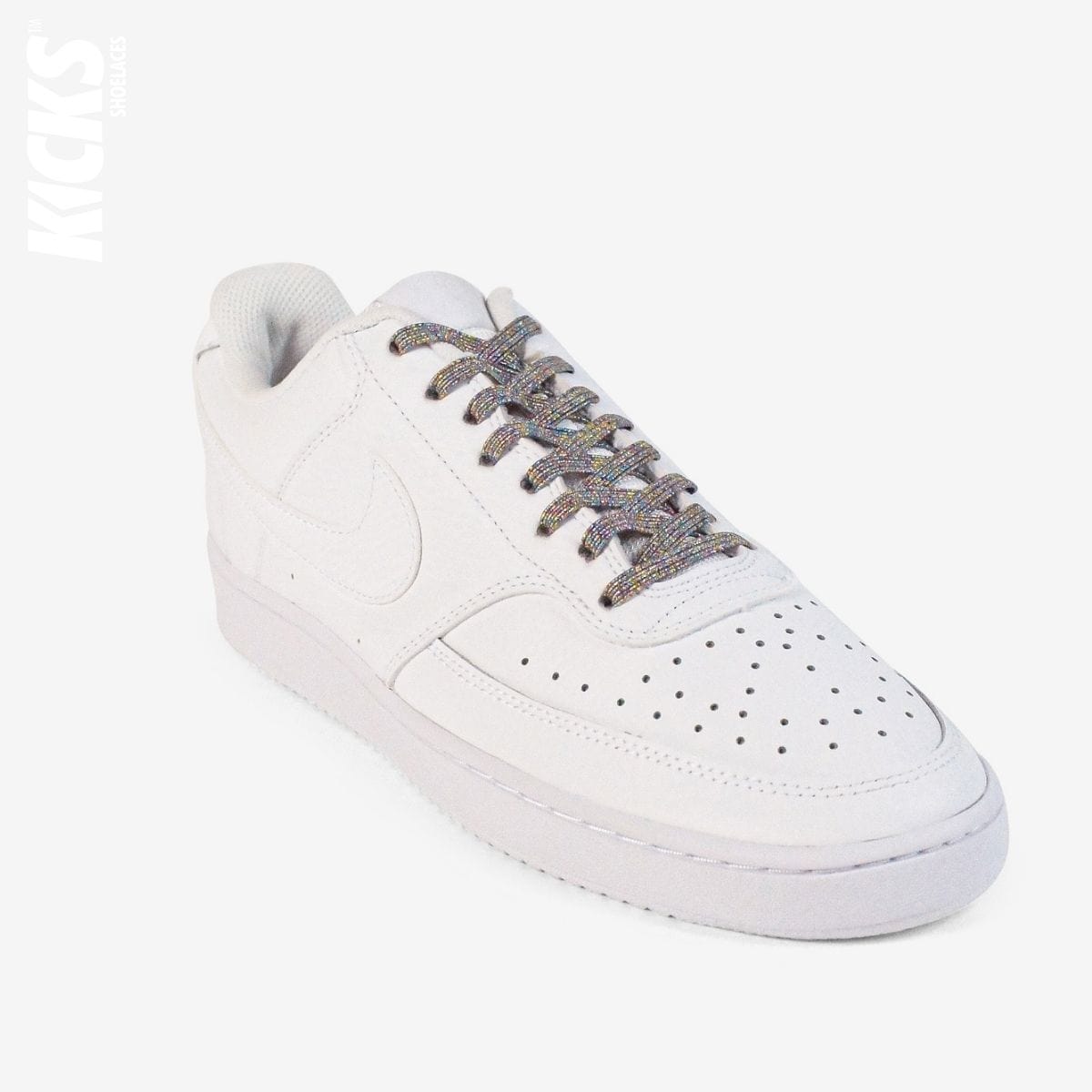 elastic-no-tie-shoelaces-with-metallic-spray-laces-on-nike-white-sneakers
