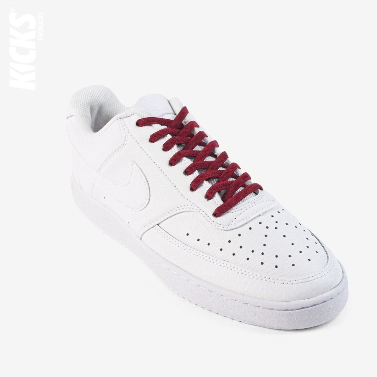 no-tie-shoelaces-with-dark-red-laces-on-nike-white-sneakers-by-kicks-shoelaces