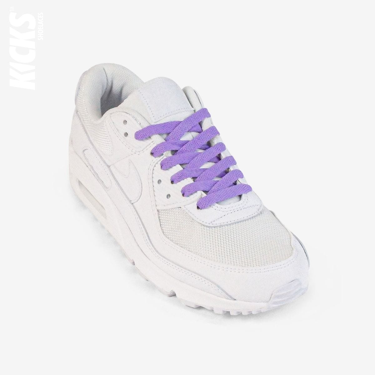 novelty-shoelaces-on-white-sneaker-using-kids-purple-flat-shoelaces