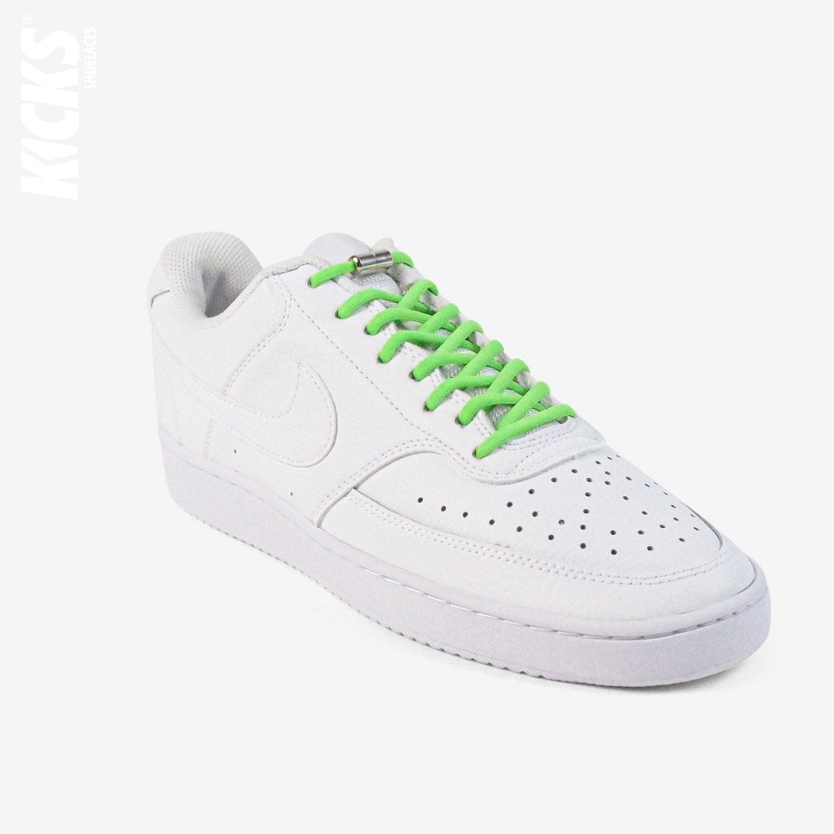 round-no-tie-shoelaces-with-bright-green-laces-on-nike-white-sneakers-by-kicks-shoelaces