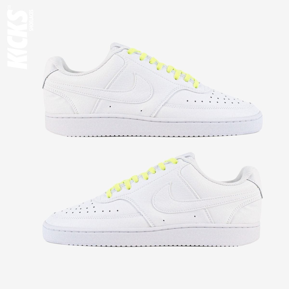 tieless-laces-with-fluorescent-green-laces-on-nike-white-sneakers-by-kicks-shoelaces